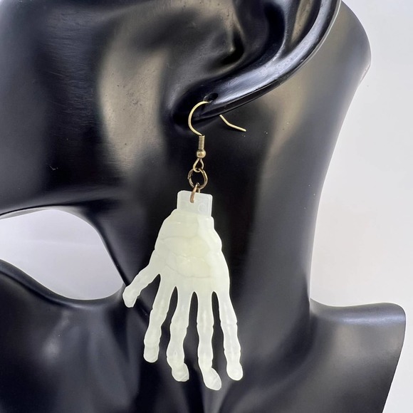 Skeleton Earrings - Glow In The Dark Skeleton Hand Earrings - Halloween Earrings - Picture 8 of 10